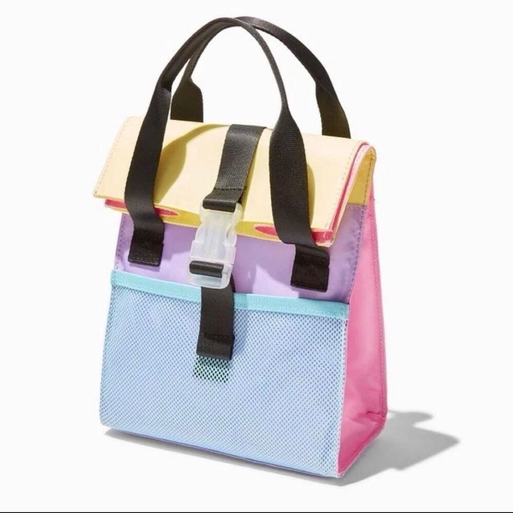 Claire's Pastel Color Block Insulated Lunch Bag NWT